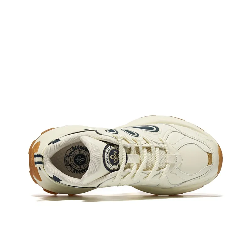 Palladium Classic Round Tip Lace Up Casual Petal Chunky Sneakers For Women's Beige White Blue Brown-4