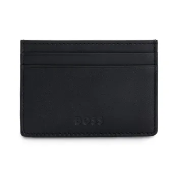 HUGO BOSS Matte Leather Card Holder Men's Black