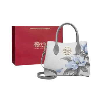 Pmsi Cow Leather Middle Aged Grandma Mom Bag Medium Size Women's Gray