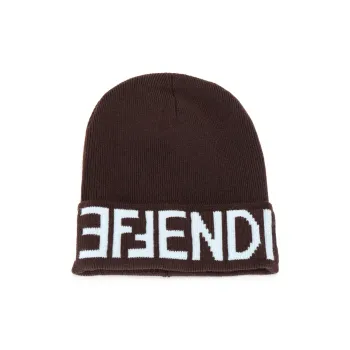 FENDI Logo Intarsia Knitted Beanie
