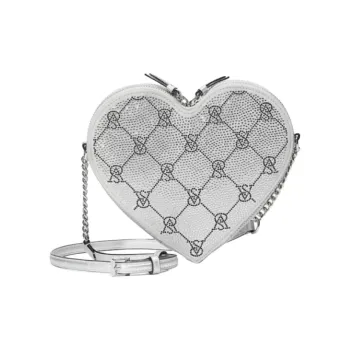 Victoria's Secret Fabric Heart-Shaped Crossbody Bag Women's Silver