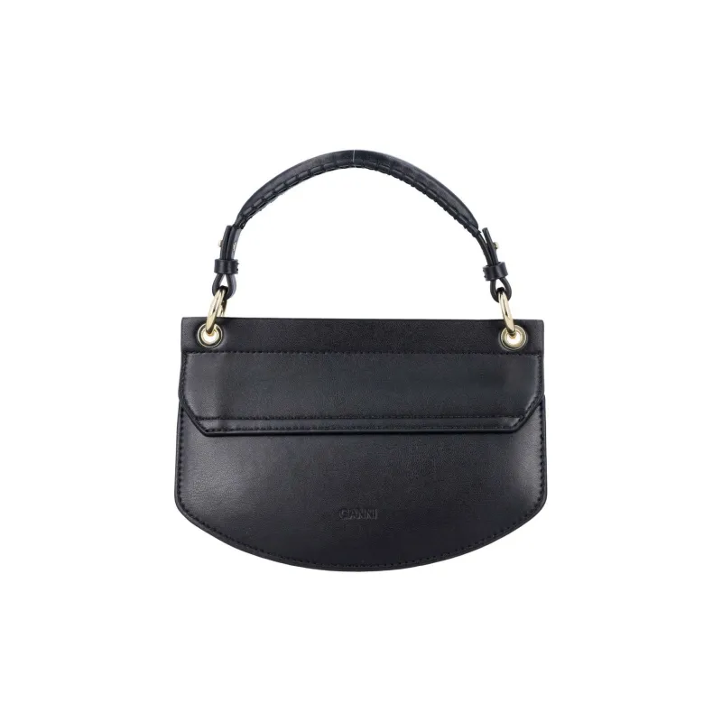GANNI Recycled Leather Crossbody One Shoulder Handbag Mini Women's Black-3