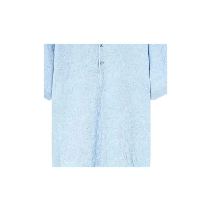 FANSIZHE Barocco Knit Polo Shirt Polo Shirt Men's Light Blue-6