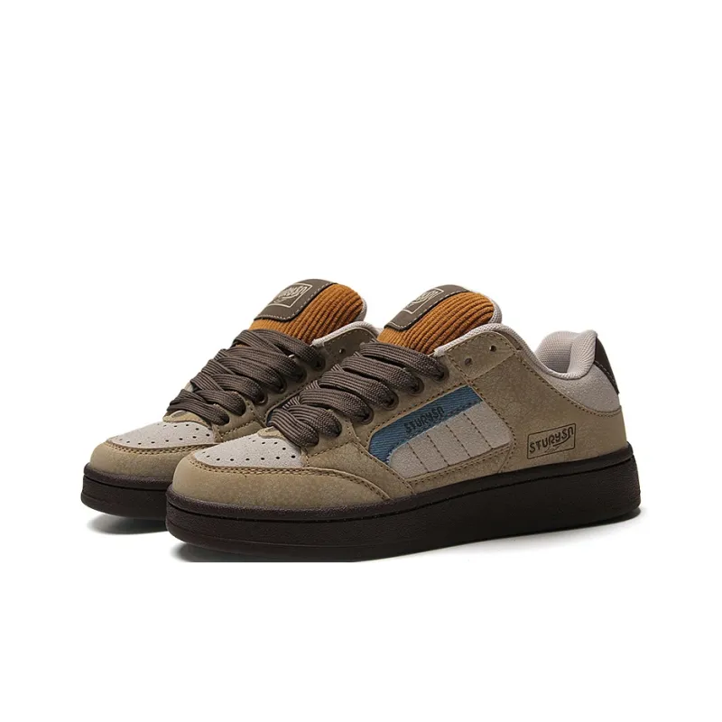 STUR YSN Wear resistant And Lightweight Low Top Skateboard Shoes Unisex Brown White Blue-2