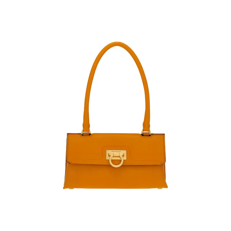 FERRAGAMO Trifolio Calfskin Baguette Bag Shoulder Bag Handbag Shoulder Bag Regular Women's Orange-0