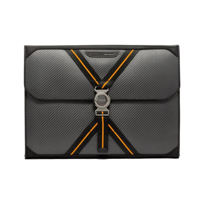 TUMI McLaren Collaboration Fabric Laminated Carbon Fiber Briefcase Storage Bag Clutch Men's Black-0
