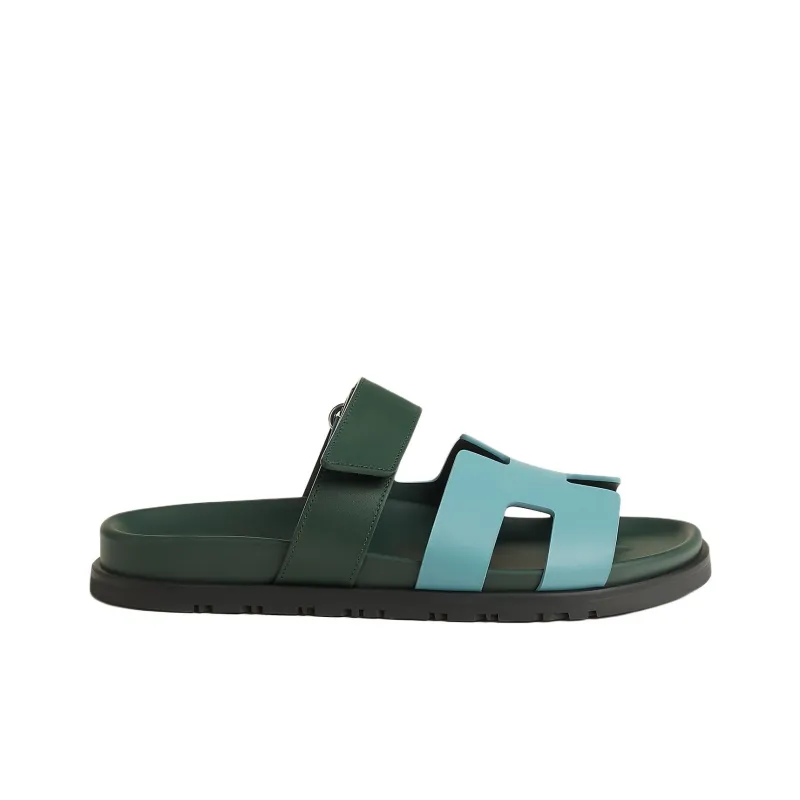 HERMES Chypre Slide Slippers Women's Blue-1