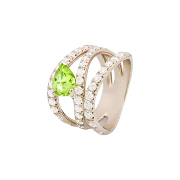EMPORIO ARMANI Blanche 18k Gold Ring With Diamonds And Peridot