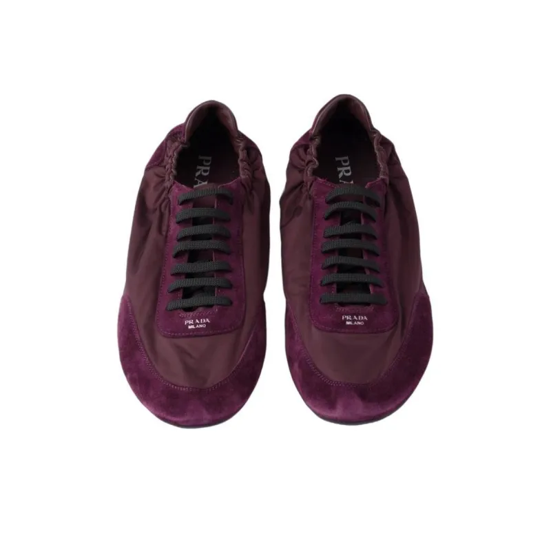 PRADA Collapse Low Top Casual Shoes Men's Burgundy-4