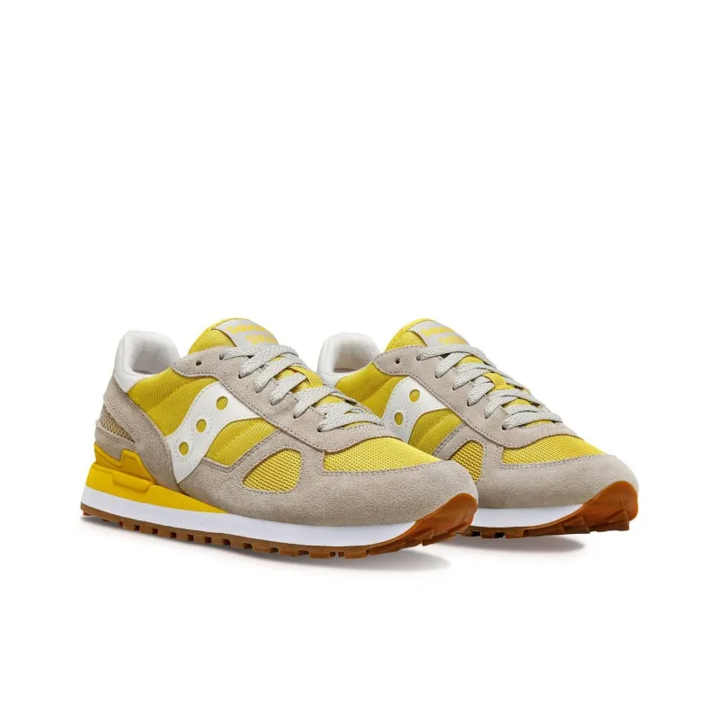 Saucony Shadow Original Anti Slip Wear Resistant Low Top Casual Shoes Men's Yellow Gray-1