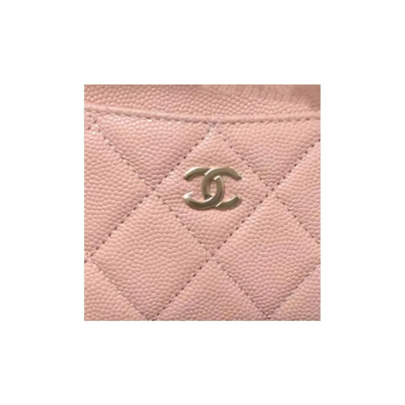 CHANEL Cow Leather Coin Purses Card Holders Women's Pink-1