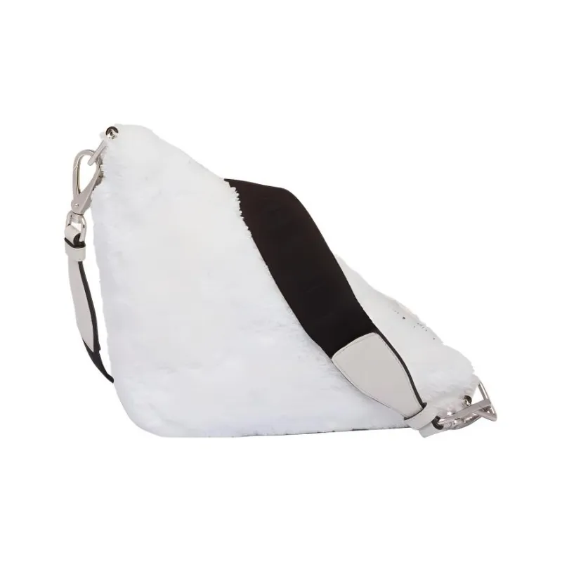 PRADA Triangle Soft Terry Fabric Crossbody Bag, Shoulder Bag Mini Women's White-2