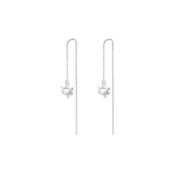 LIANDUO S 990 Silver Drop Earrings Women's