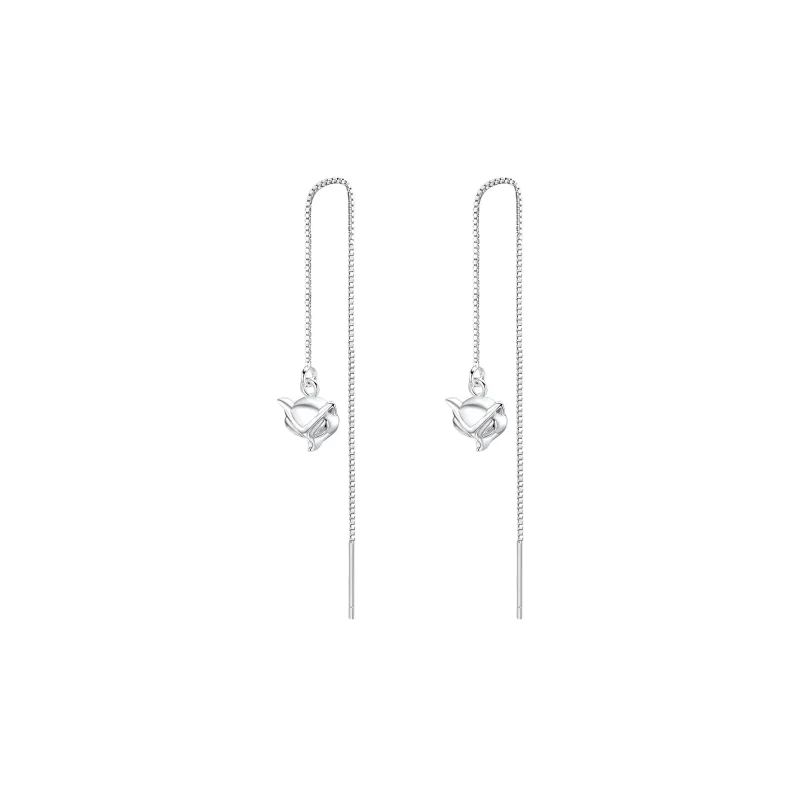 LIANDUO S 990 Silver Drop Earrings Women's-0
