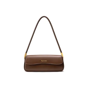 AQUASCUTUM Top Grain Cow Leather Baguette Bag Shoulder Bag Women's Caramel