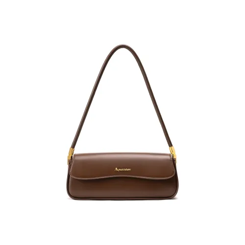 AQUASCUTUM Top Grain Cow Leather Baguette Bag Shoulder Bag Women's Caramel