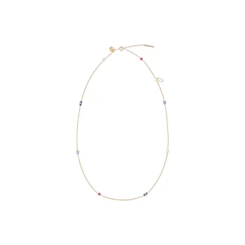 GIORGIO ARMANI Tamara Long Necklace In 18k Gold With Diamonds Sapphires And Rubies
