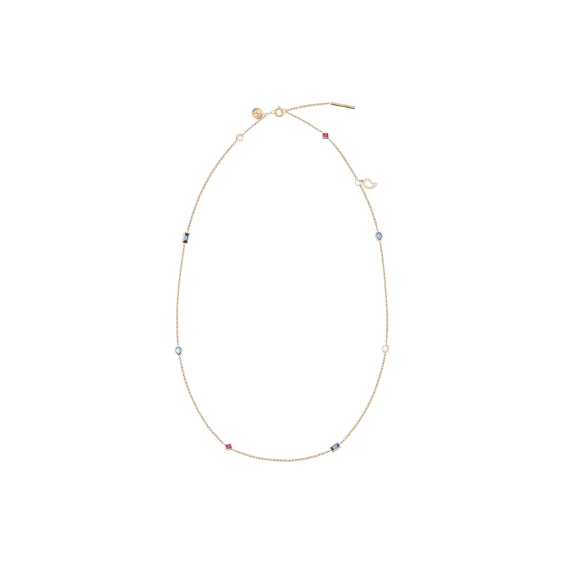 Emporio Armani Tamara Long Necklace In 18k Gold With Diamonds Sapphires And Rubies-0