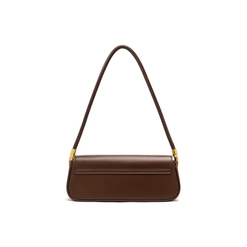 AQUASCUTUM Top Grain Cow Leather Baguette Bag Shoulder Bag Women's Caramel-2