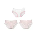 H Combo-White Bowknot+Pink Plaid+Pink Stripes[Soft Cotton 3 Pack]