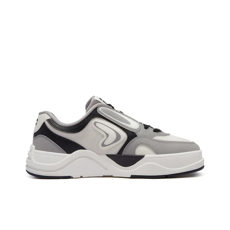 FILA FUSION 50-50 Slip-Resistant Low-Top Skateboard Shoes Men's Soybean White Flint Gray-1