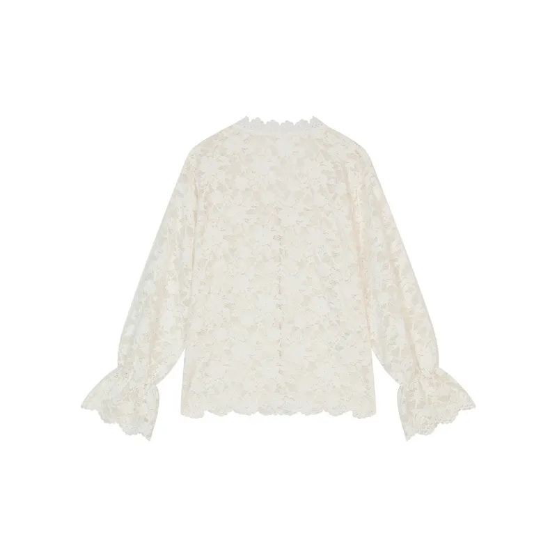ELF SACK Chiffon Shirt Women's Cream Beige White-1
