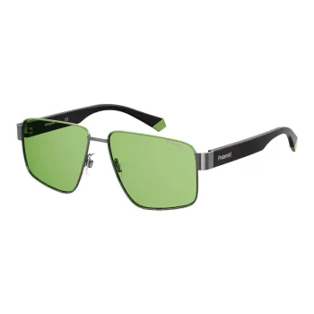 Polaroid Stainless Steel Polycarbonate Metal Irregular Shape Sunglasses Unisex Black