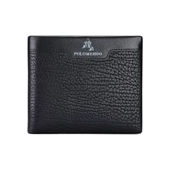 POLOMEISDO Cow Leather Men's Wallet Regular Men's Black Contact Customer Service For Writing A Greeting Card