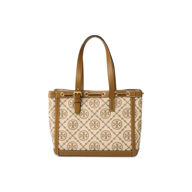 TORY BURCH T Monogram Leather Tote Bag Shopping Bag Shoulder Bag Handbag Small Size Women's Brown-2