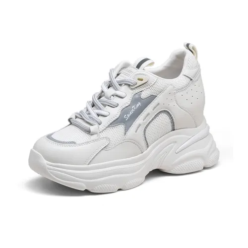 Spider King Wear Resistant Low Top Chunky Sneakers Women's White Gray