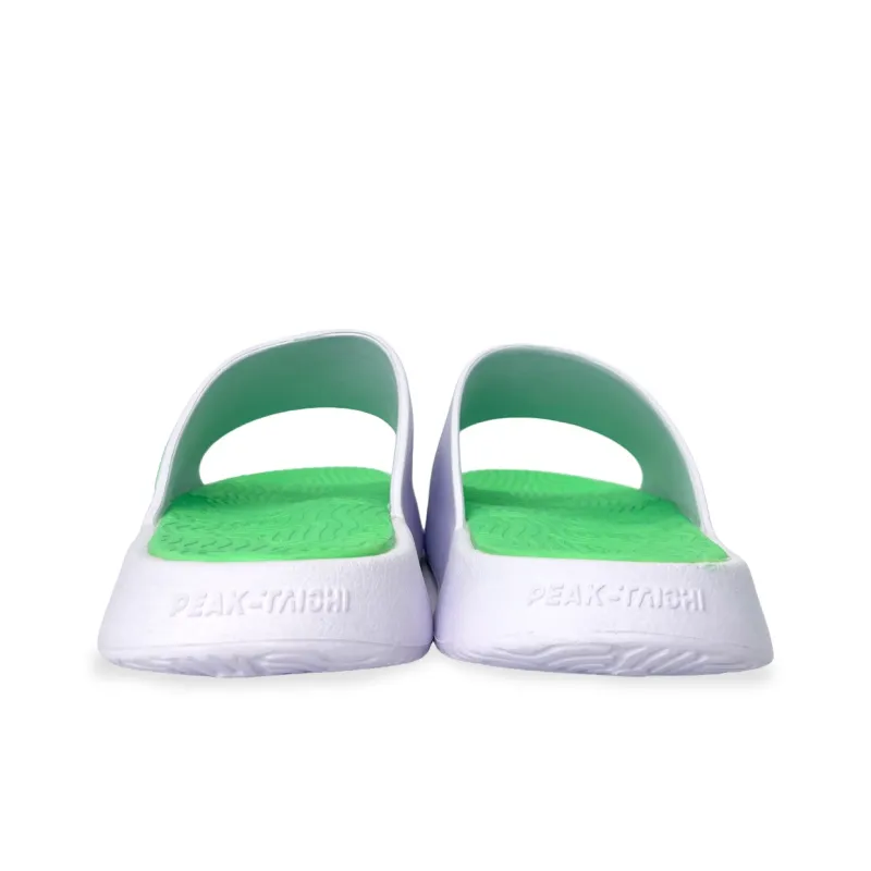 PEAK Tai Ji1.0 Quiet Slip Resistant Abrasion Resistant Slide Slippers Men's Large White Light Green-2