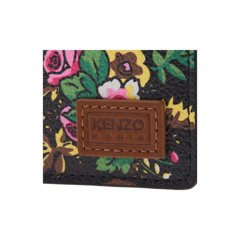 KENZO Cow Leather Card Holder Women's Black & Multicolor-6
