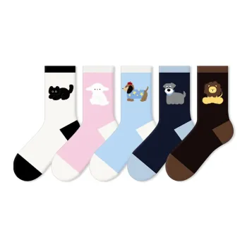 COTTON CHEESE Mid Calf Socks Unisex 5 Pack
