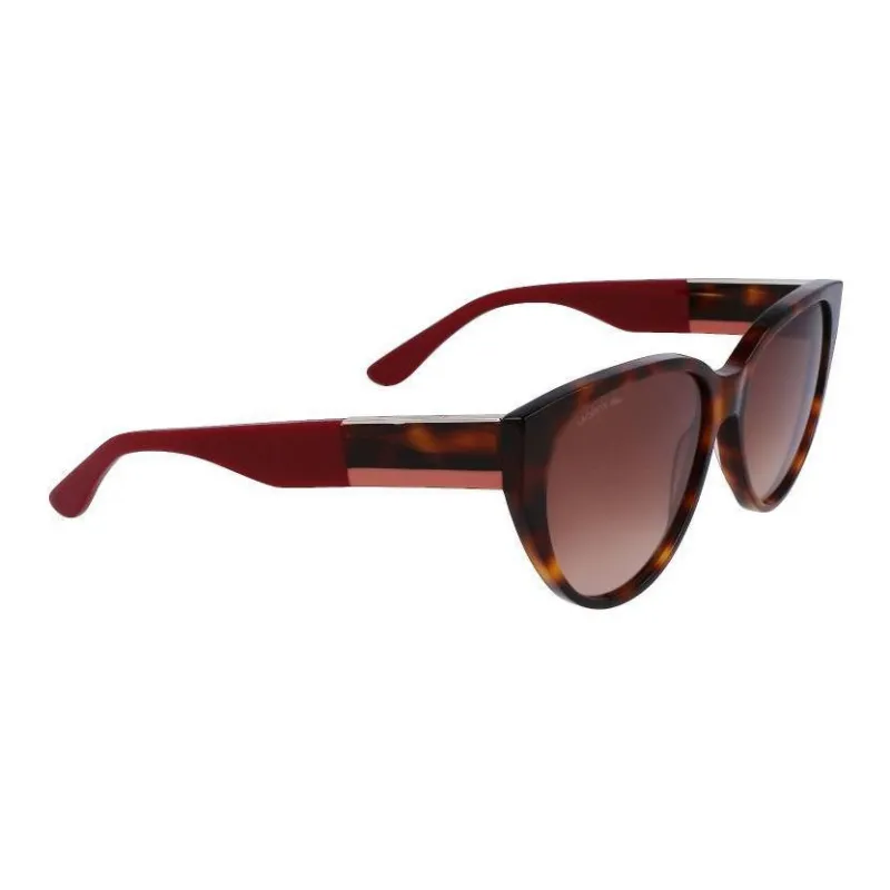 LACOSTE Plastic Oval Sunglasses Women's Brown-2