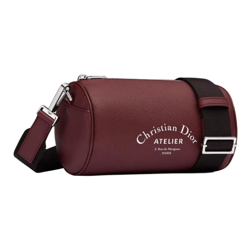DIOR Calfskin Cylinder Bag Clutch Shoulder Bag Crossbody Bag Men's Burgundy-2