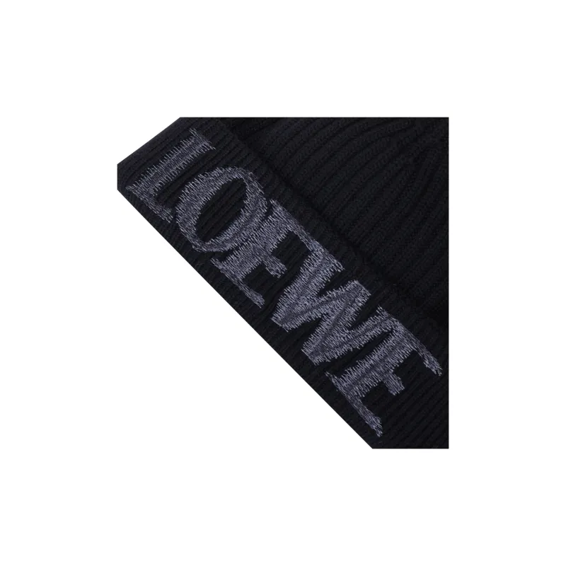 LOEWE Logo Embroidered Ribbed Knit Beanie-3