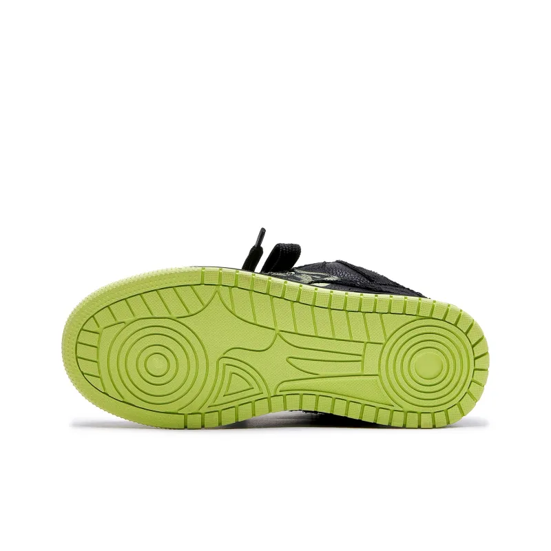 MQMS Anti Slip And Wear Resistant Height Increasing Low Top Skateboard Shoes Unisex Black Green-4