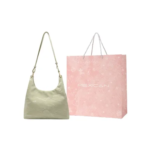 MEXICAN PU Shoulder Bag Crescent Bag 2-in-1 Combo Bag Crossbody Bag Medium Size Women's Light Green/Milk White/Apricot