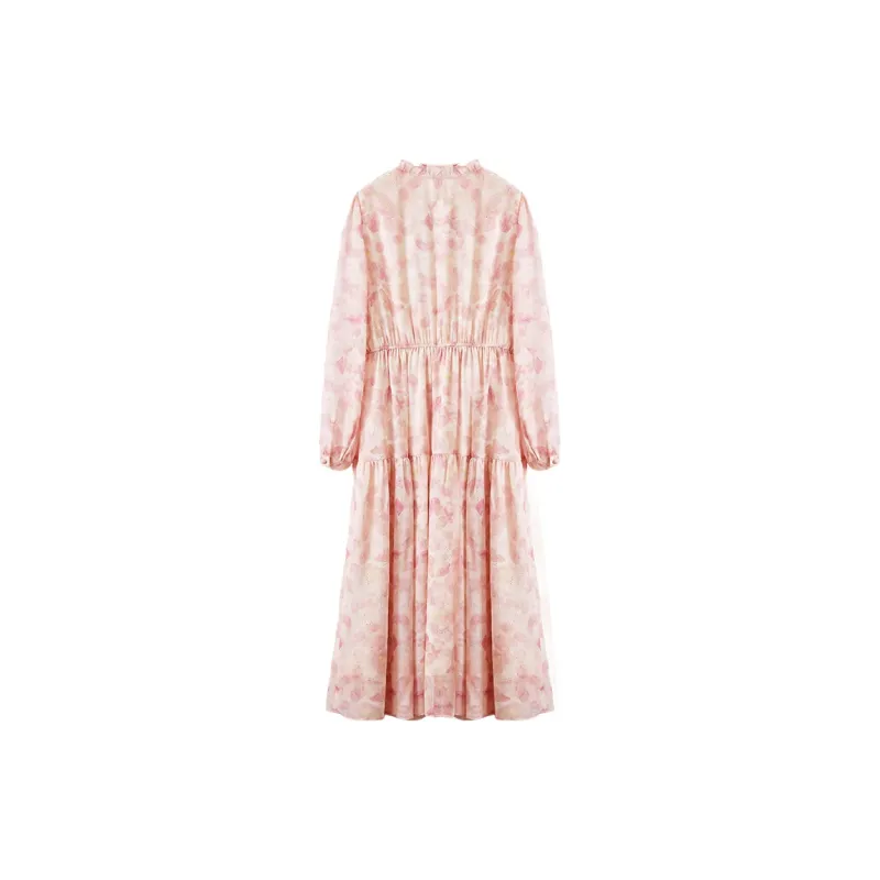 XIANGYING Long Sleeved Dress Women's Pink-1