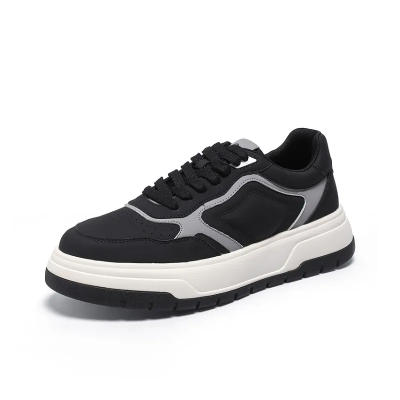 NAVIGARE Small Sailboats Height Increasing Low Top Skateboard Shoes Men's Black-1