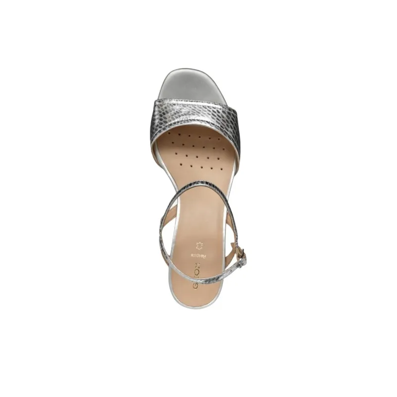 GEOX New Eraklia One Strap Sandals 5.5cm Women's Silver-4
