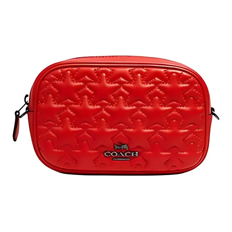 COACH Drawstring Cow Leather Sling Bag, Fanny Pack Small Size Women's Red-1