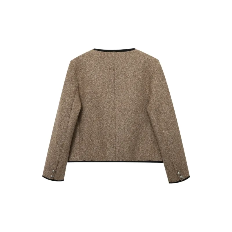 CHARM PICK Cropped Coats Women's Camel-1