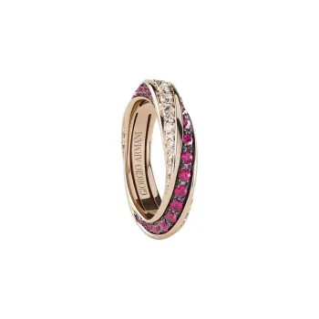 GIORGIO ARMANI 18K White-gold Diamond-and-ruby Circle Ring