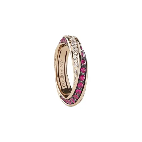 GIORGIO ARMANI 18K White-gold Diamond-and-ruby Circle Ring
