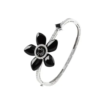 GIORGIO ARMANI 18K White gold Diamond and onyx Sì Bracelet
