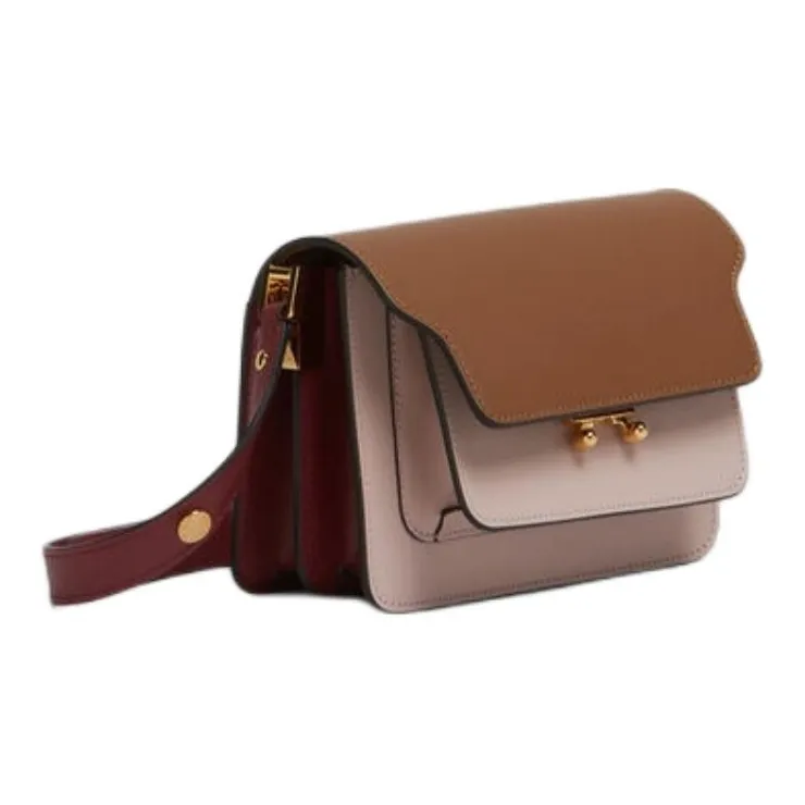 MARNI Trunk Cow Leather Trunk Bag Shoulder Bag Women's Beige White Pink Patchwork-3