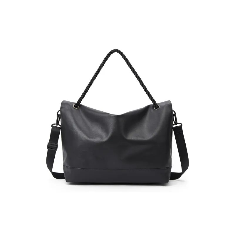 TAKI PU Versatile Commute Travel Shoulder Bag, Crossbody Bag, Handbag Regular Unisex Brown/Black-2