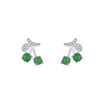 QIXIANG Ice Glutinous Jadeite Stud Earrings Women's