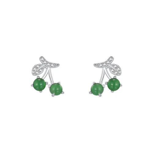 QIXIANG Ice Glutinous Jadeite Stud Earrings Women's